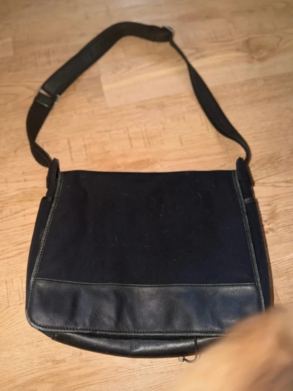 Black Messenger Bag - Classic Canvas and Leather